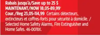 Canadian Tire Selected Home Safety Alarms, Fire Extinguisher and Home Safes offer