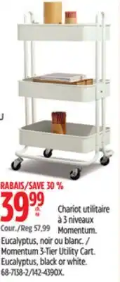 Canadian Tire Momentum 3-Tier Utility Cart. Eucalyptus, black or white offer