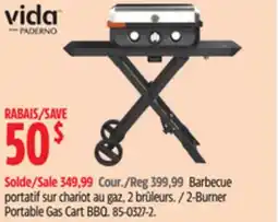 Canadian Tire Vida by PADERNO 2-Burner Portable Gas Cart BBQ offer