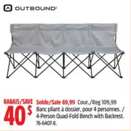 Canadian Tire Outbound 4-Person Quad-Fold Bench with Backrest offer