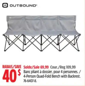 Canadian Tire Outbound 4-Person Quad-Fold Bench with Backrest offer
