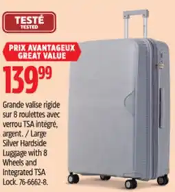 Canadian Tire Outbound Large Silver Hardside Luggage with 8 Wheels and Integrated TSA Lock offer