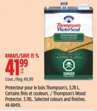 Canadian Tire Thompson's Wood Protector offer
