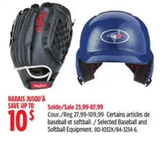Canadian Tire Selected Baseball and Softball Equipment offer