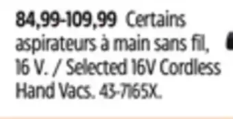 Canadian Tire Dirt Devil Selected 16V Cordless Hand Vacs offer