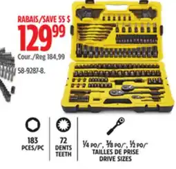 Canadian Tire Stanley 183 PC 72 TEETH ¼ PO/, ⅜ PO/, ½ PO/ DRIVE SIZES offer
