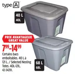 Canadian Tire Type A Selected Nesting Totes offer