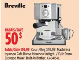 Canadian Tire Breville Cafe Roma Espresso Maker. Built-in frother offer