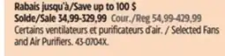 Canadian Tire Honeywell Selected Fans and Air Purifiers offer