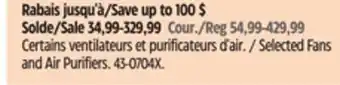 Canadian Tire Honeywell Selected Fans and Air Purifiers offer