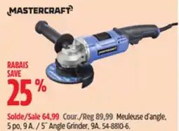 Canadian Tire Mastercraft 5˝ Angle Grinder, 9A offer