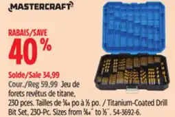 Canadian Tire Mastercraft Titanium-Coated Drill Bit Set, 230-Pc Sizes from 3⁄64˝ to 1⁄2˝ offer