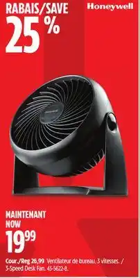 Canadian Tire Honeywell3-Speed Desk Fan offer