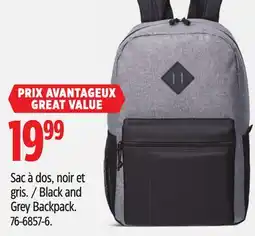 Canadian Tire Black and Grey Backpack offer
