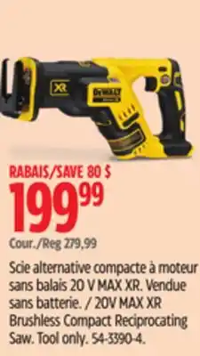 Canadian Tire DEWALT 20V MAX XR Brushless Compact Reciprocating Saw offer
