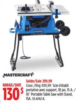 Canadian Tire Mastercraft 10˝ Portable Table Saw with Stand offer