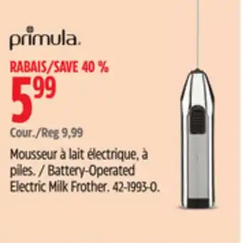 Canadian Tire Primula Battery-Operated Electric Milk Frother offer