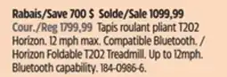 Canadian Tire Horizon Foldable T202 Treadmill. Up to 12mph. Bluetooth capability offer