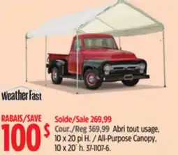 Canadian Tire Weather Fast All-Purpose Canopy, 10 x 20´ h offer