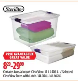 Canadian Tire Sterilite ClearView Totes with Latch offer
