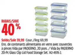 Canadian Tire Vida by PADERNO 20-Pc Glass Clip Lid Food Storage Set offer