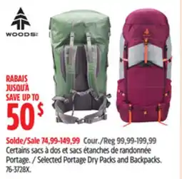 Canadian Tire Woods Selected Portage Dry Packs and Backpacks offer