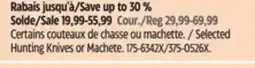 Canadian Tire Smith & Wesson Selected Hunting Knives or Machete offer