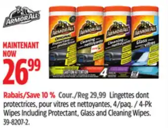 Canadian Tire 4-Pk Wipes Including Protectant, Glass and Cleaning Wipes ARMORALL offer