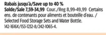 Canadian Tire Glasslock Selected Food Storage Sets and Water Bottle offer