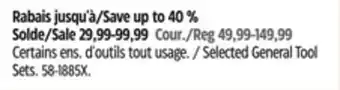 Canadian Tire Mastercraft Selected General Tool Sets offer