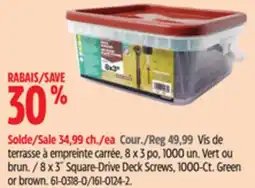 Canadian Tire 8 x 3˝ Square-Drive Deck Screws, 1000-Ct offer