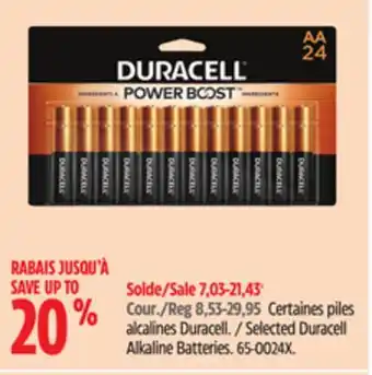 Canadian Tire Selected Duracell Alkaline Batteries offer