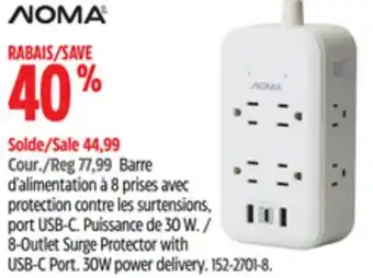 Canadian Tire NOMA 8-Outlet Surge Protector with USB-C Port offer
