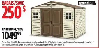 Canadian Tire Duramax Woodside Vinyl Resin Shed offer