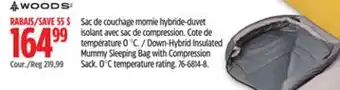 Canadian Tire Woods Down-Hybrid Insulated Mummy Sleeping Bag with Compression Sack offer