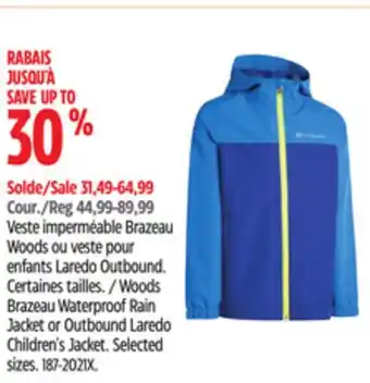 Canadian Tire Woods Brazeau Waterproof Rain Jacket or Outbound Laredo Children's Jacket offer