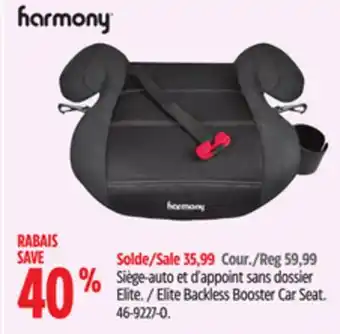 Canadian Tire Harmony Elite Backless Booster Car Seat offer