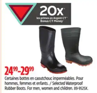 Canadian Tire Selected Waterproof Rubber Boots offer