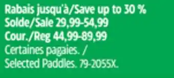 Canadian Tire Outbound Selected Paddles offer
