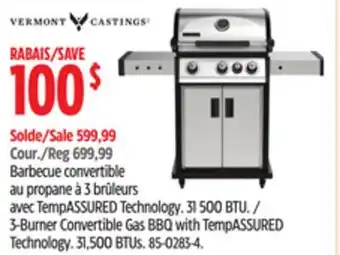 Canadian Tire Vermont castings 3-Burner Convertible Gas BBQ with TempASSURED Technology offer