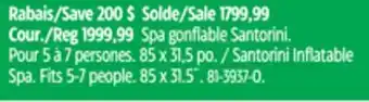 Canadian Tire SaluSpa Santorini Inflatable Spa offer