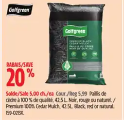 Canadian Tire Golfgreen Premium 100% Cedar Mulch offer