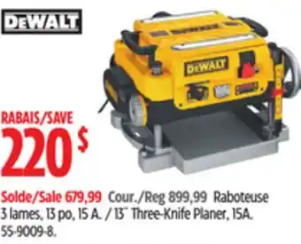 Canadian Tire Dewalt 13˝ Three-Knife Planer offer