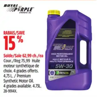 Canadian Tire Royal Purple Premium Synthetic Motor Oil offer