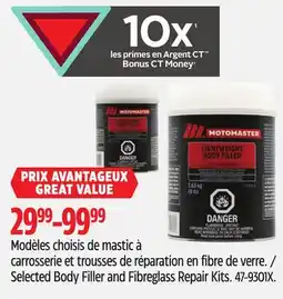 Canadian Tire MotoMaster Selected Body Filler and Fibreglass Repair Kits offer
