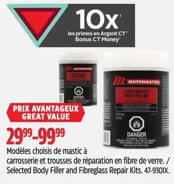 Canadian Tire MotoMaster Selected Body Filler and Fibreglass Repair Kits offer