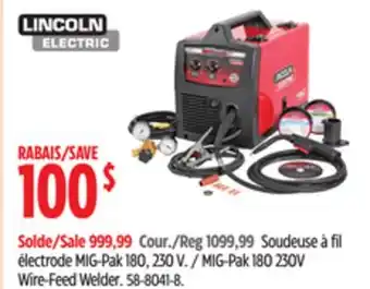 Canadian Tire Lincoln MIG-Pak 180 230V Wire-Feed Welder offer