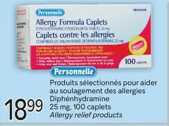 Brunet PERSONNELLE Produits sélectionnés pour aider au soulagement des allergies Diphénhydramine 25 mg offer