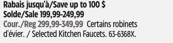 Canadian Tire Selected Kitchen Faucets Vigo offer