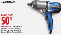 Canadian Tire Mastercraft 1⁄2˝ Impact Wrench, 7.5A. Delivers 240 ft-lbs of torque offer